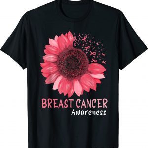 Sunflower Breast Cancer Awareness Pink Ribbon In October Tee Shirt