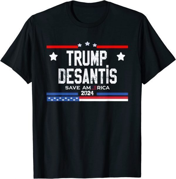 Trump Desantis 2024 save America USA Flag Classic Shirt