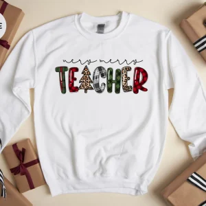 Very Merry Teacher Leopard & Buffalo Plaid Classic Shirt