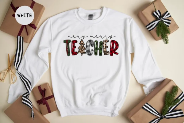 Very Merry Teacher Leopard & Buffalo Plaid Classic Shirt