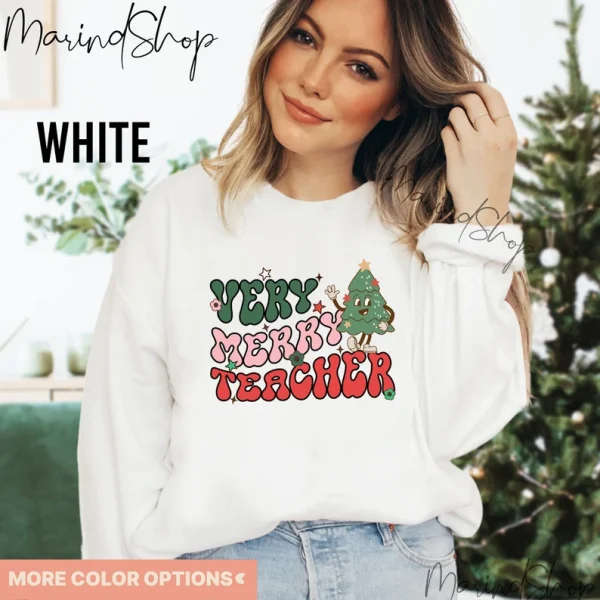 Very Merry Teacher Retro Christmas Classic Shirt