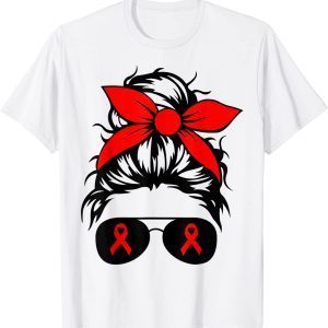 We Wear Red For Red Ribbon Week Awareness Messy Bun 2022 Shirt