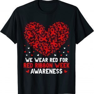 Wear Red For Red Ribbon Week Awareness Drug Free Cute Hearts Classic Shirt