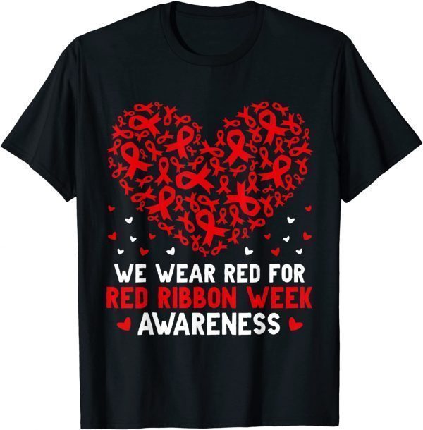 Wear Red For Red Ribbon Week Awareness Drug Free Cute Hearts Classic Shirt