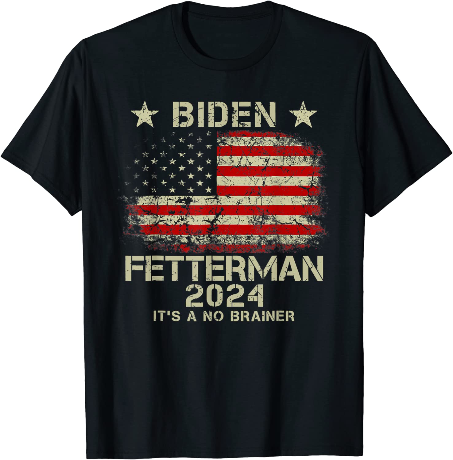 Biden Fetterman 2024 It's A No Brainer Us Flag Limited Shirt Teeducks