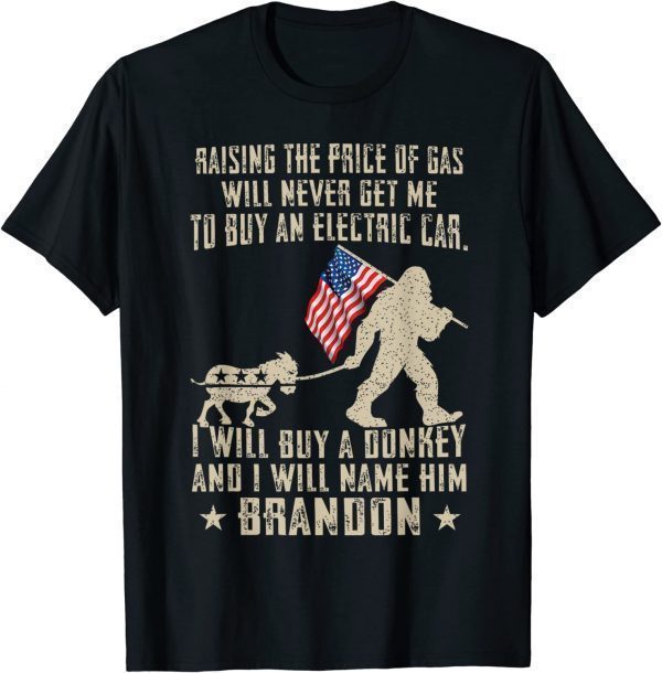 Bigfoot US Flag Buy A Donkey Name Him Brandon Anti Biden 2022 Shirt