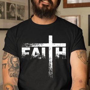 Faith Men’s Christian Cross Faith Distressed Religious Classic Shirt