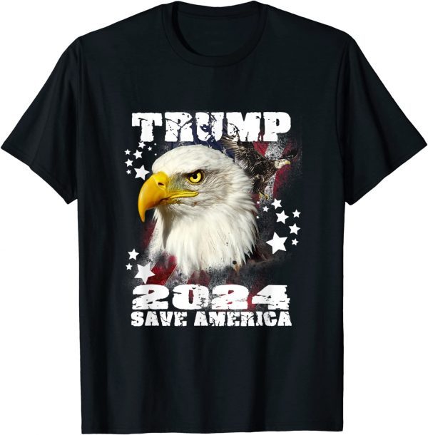 Trump President 2024 Save America USA Eagle Flag 2022 Shirt