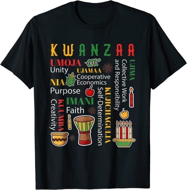 Happy Kwanzaa Drum Kinara Seven Candles Africa Celebration 2022 Shirt