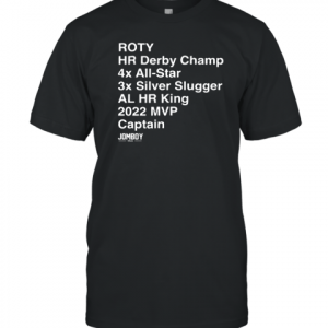 Jomboy Media Merch Aaron Judge Roty Hr Derby Champ 4x All Star 3x Silver Slugger Al Hr King 2022 Mvp Limited Shirt