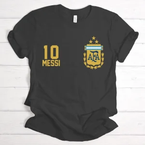 Lionel Messi 3 Stars Argentina Champions World Cup 2022 Shirt