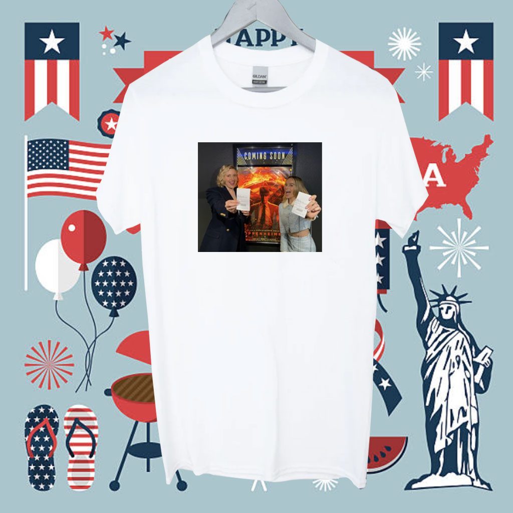 Greta Gerwig And Margot Robbie Seated For Oppenheimer Shirt