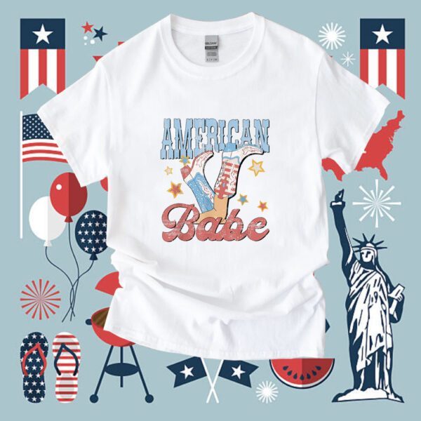 Western Cowgirl Boots Retro American Girls Babe 4th Of July Shirt