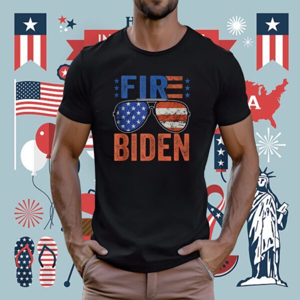 Retro Biden Fire Sunglasses American Flag 2024 Shirt