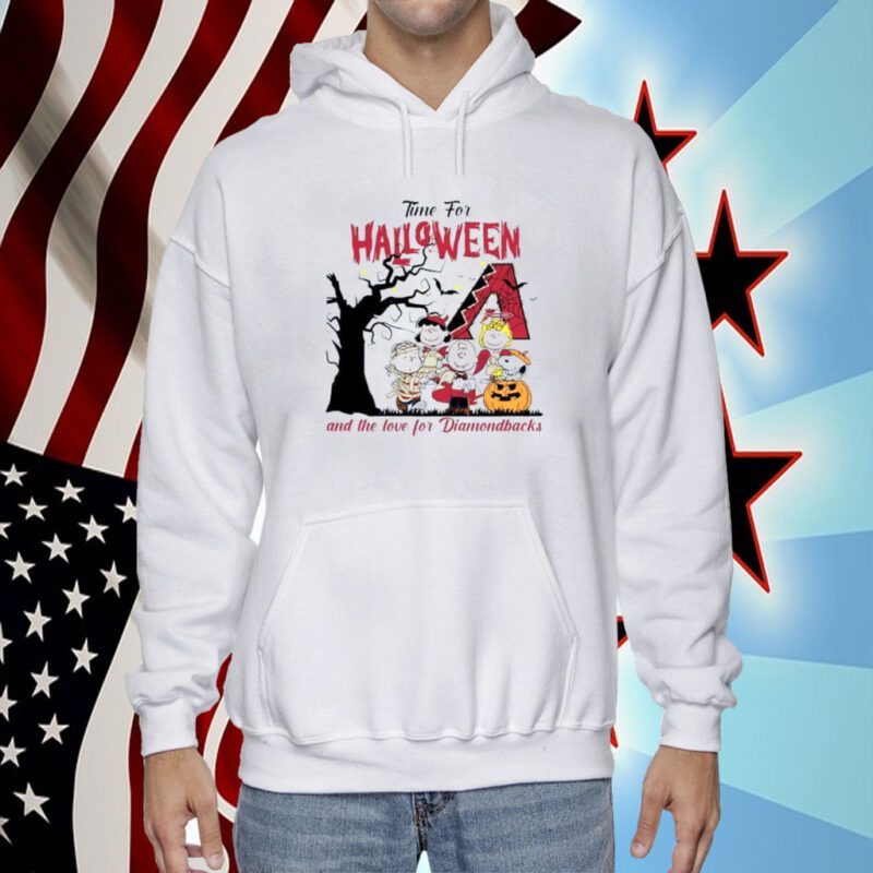 Peanuts Time For Halloween And The Love For Arizona Diamondbacks Logo TShirt