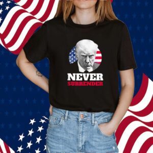 MEGA 47 Trump Mug Shot Never Surrender T-Shirt