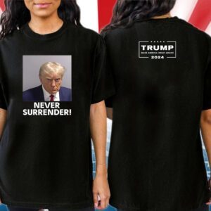 Trump Never Surrender Lady’s Fleece Cropped Tee Shirt