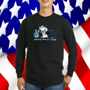 Snoopy Peace Love Tampa Bay Rays Tee Shirt