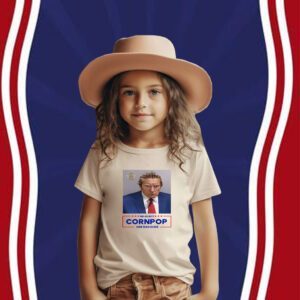 Trump Mugshot Re-Elect Cornpop One Bad Dude Women Flowy Cropped Shirt