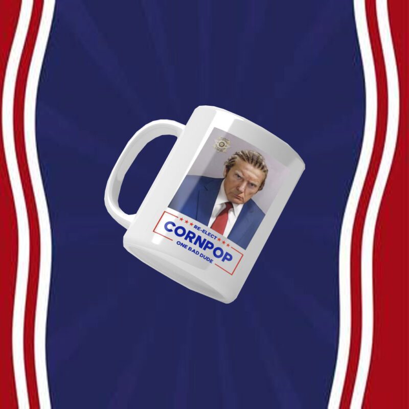 Trump Mugshot Re-Elect Cornpop One Bad Dude Women Flowy Cropped Shirt