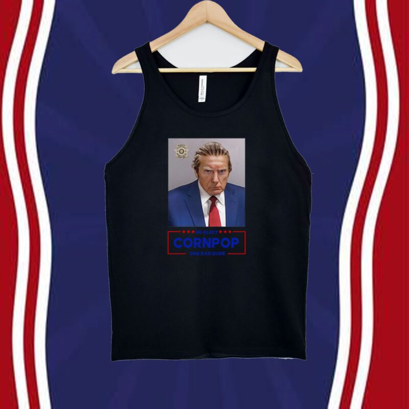 Trump Mugshot Re-Elect Cornpop One Bad Dude Women Flowy Cropped Shirt