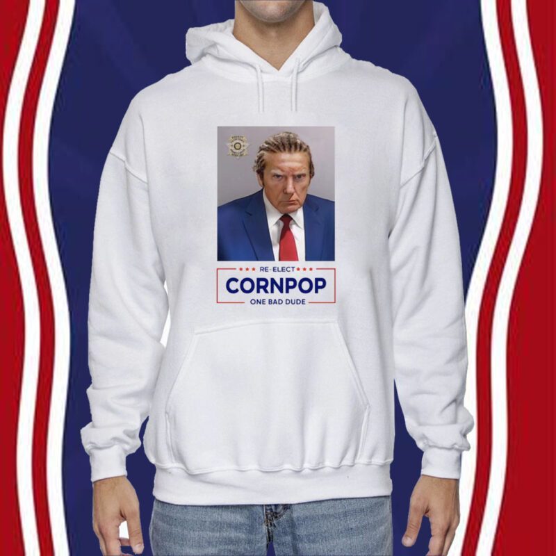 Trump Mugshot Re-Elect Cornpop One Bad Dude Women Flowy Cropped Shirt