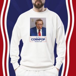 Trump Mugshot Re-Elect Cornpop One Bad Dude Women Flowy Cropped Shirt