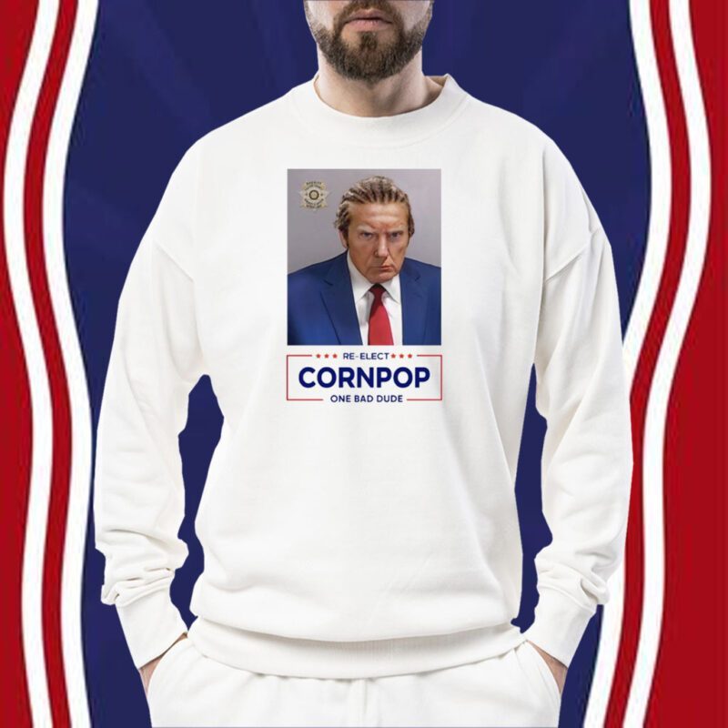 Trump Mugshot Re-Elect Cornpop One Bad Dude Women Flowy Cropped Shirt