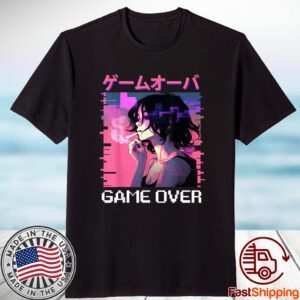 Japanese Vaporwave Sad Anime Girl Game Over Indie Aesthetic 2023 Shirt