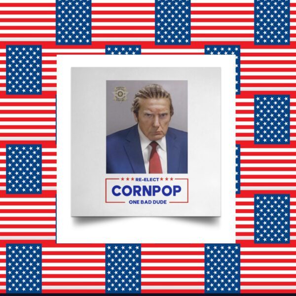 Donald Trump 2024 Mugshot Re-Elect Cornpop One Bad Dude Poster