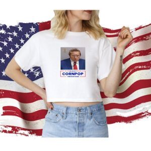 Donald Trump 2024 Mugshot Re-Elect Cornpop One Bad Dude Tankaneo Women Half Sleeve Cropped T Shirt