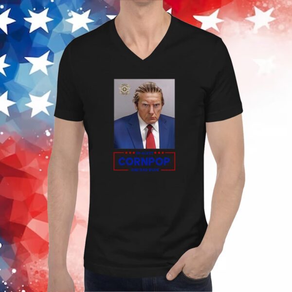 Donald Trump 2024 Mugshot Re-Elect Cornpop One Bad Dude V-neck T-Shirt