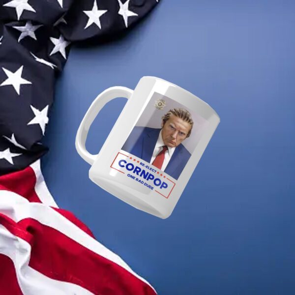 Donald Trump 2024 Mugshot Re-Elect Cornpop One Bad Dude White Mugs