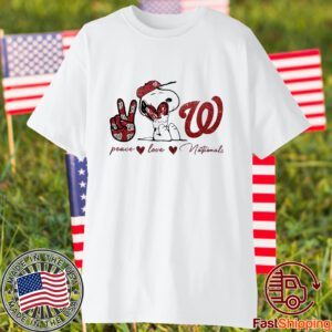 Washington Nationals Peace Love Nationals Snoopy Tee Shirt