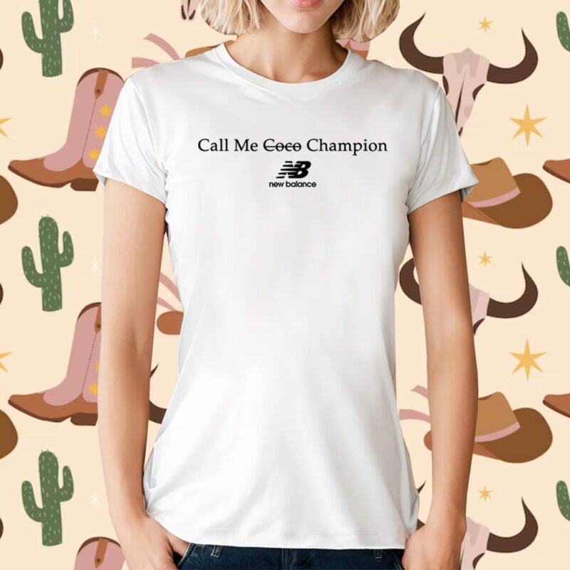 Coco Gauff Wearing Call Me Coco Champion New Balance T-Shirt