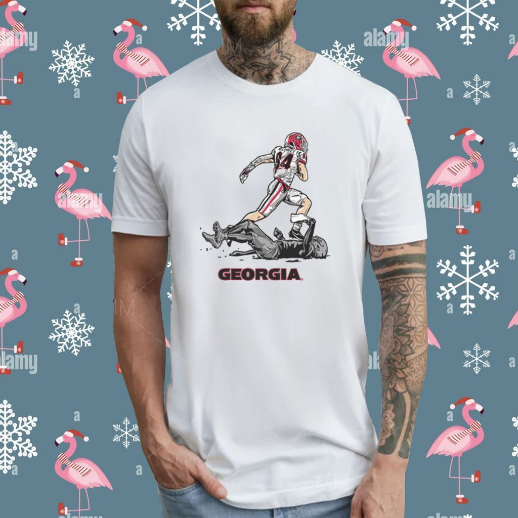 Georgia Football Ladd McConkey Superstar Pose T-Shirt - Teeducks