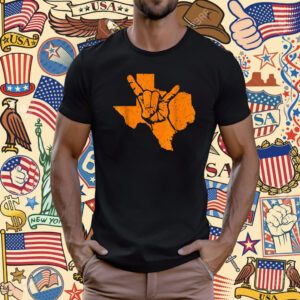 Texas Pride Hook Em Distressed Tee Shirt