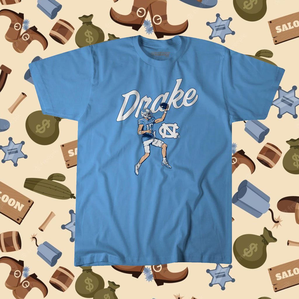 UNC Football Drake Maye Finger Roll T-Shirt - Teeducks