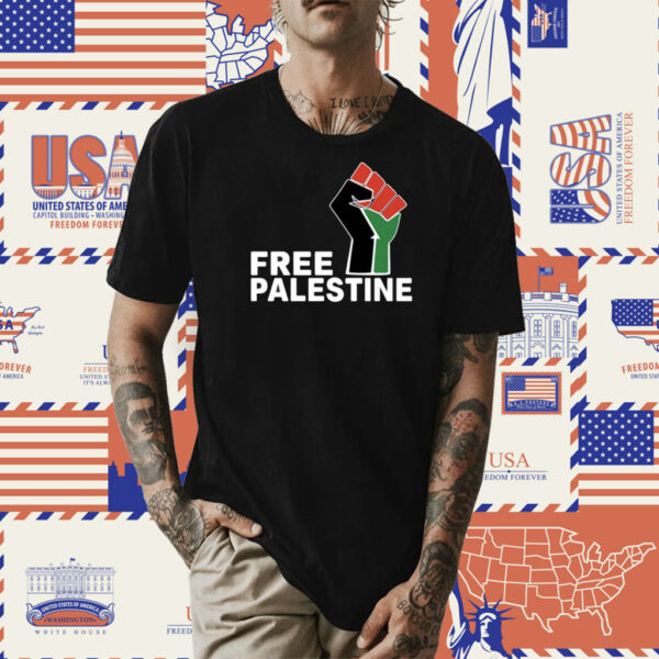 Aleem Iqbal Wearing Free Palestine Shirt