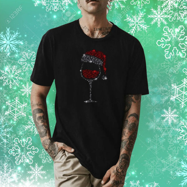Christmas Wine Glass Print Shirt