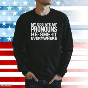My Dog Ate My Pronouns He She It Everywhere Shirt Sweat