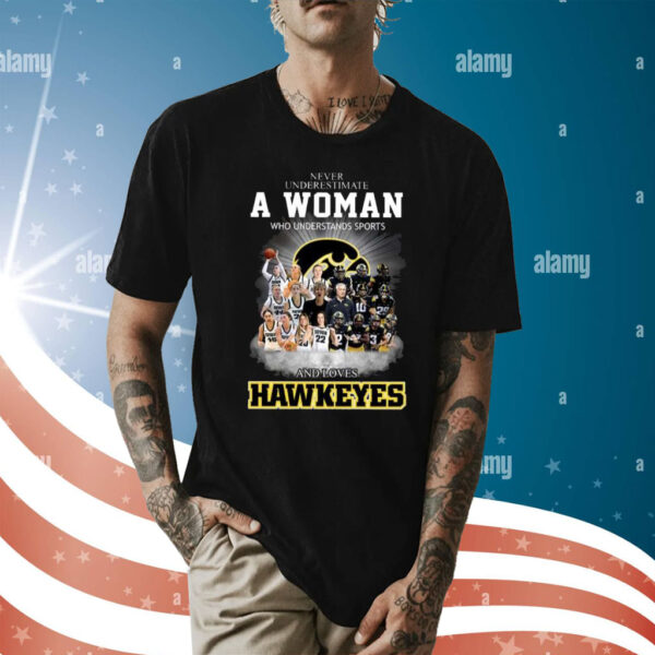 Never Underestimate A Women Who Undersatnds Sports And Loves Hawkeyes Shirt