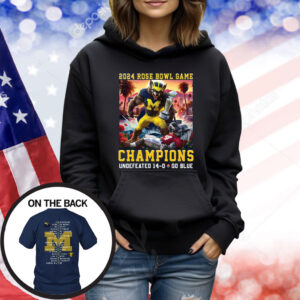 Michigan 2024 Rose Bowl Game Champions Undefeated 14-0 Go Blue TShirts