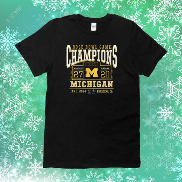 Michigan Playoff 2024 Rose Bowl Champions Score T-Shirt