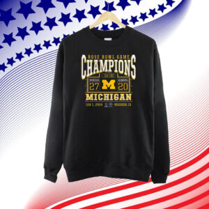 Rose Bowl Game Champions Michigan 27-20 Alabama Jan 1 2024 Pasadena Ca TShirt