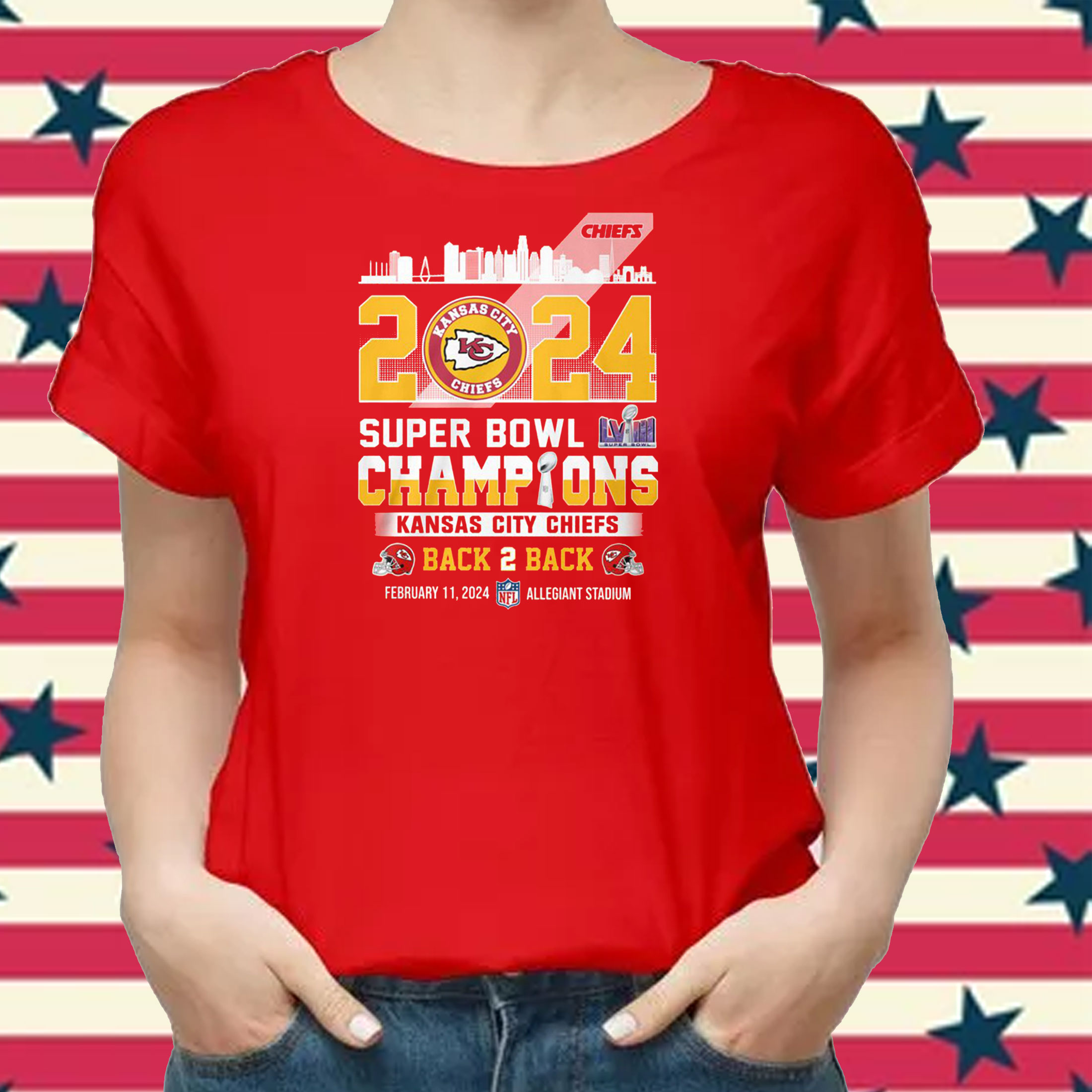 2024 Super Bowl Champions Kansas City Chiefs Back 2 Back Shirts