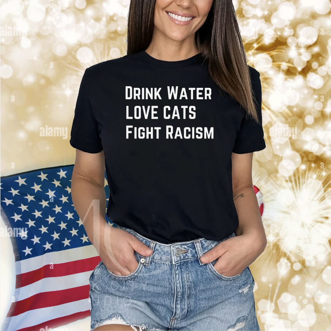 Drink Water Love Cat Fight Racism Shirts