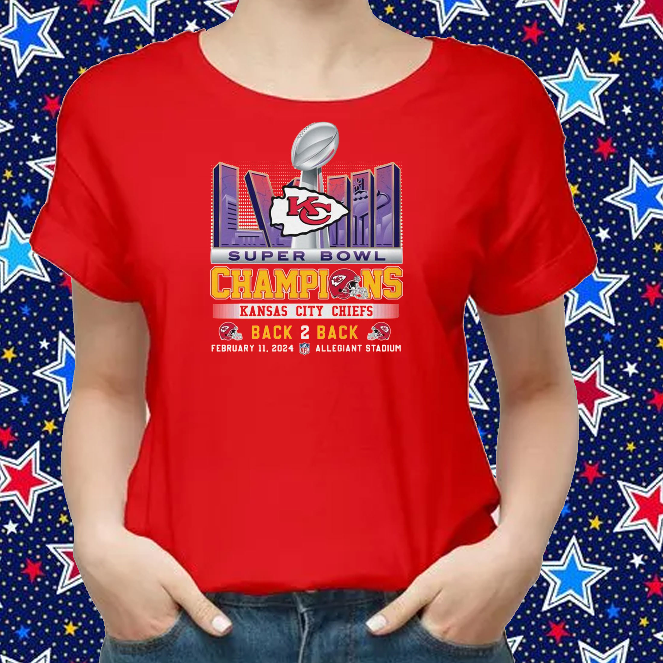 Super Bowl Lviii Champions Kansas City Chiefs Back 2 Back February 11 2024 Allegiant Stadium Shirts