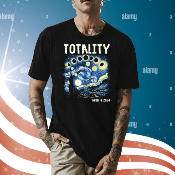 Total Solar Eclipse 2024 4 08 24 Starry Night Painting T-Shirt