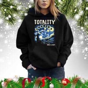 Total Solar Eclipse 2024 4 08 24 Starry Night Painting Hoodie